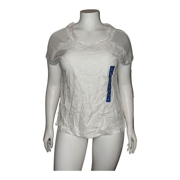 Gloria Vanderbilt Ladies V-Neck Embroidered Cotton Top T-Shirt Large NWT - Picture 4 of 12